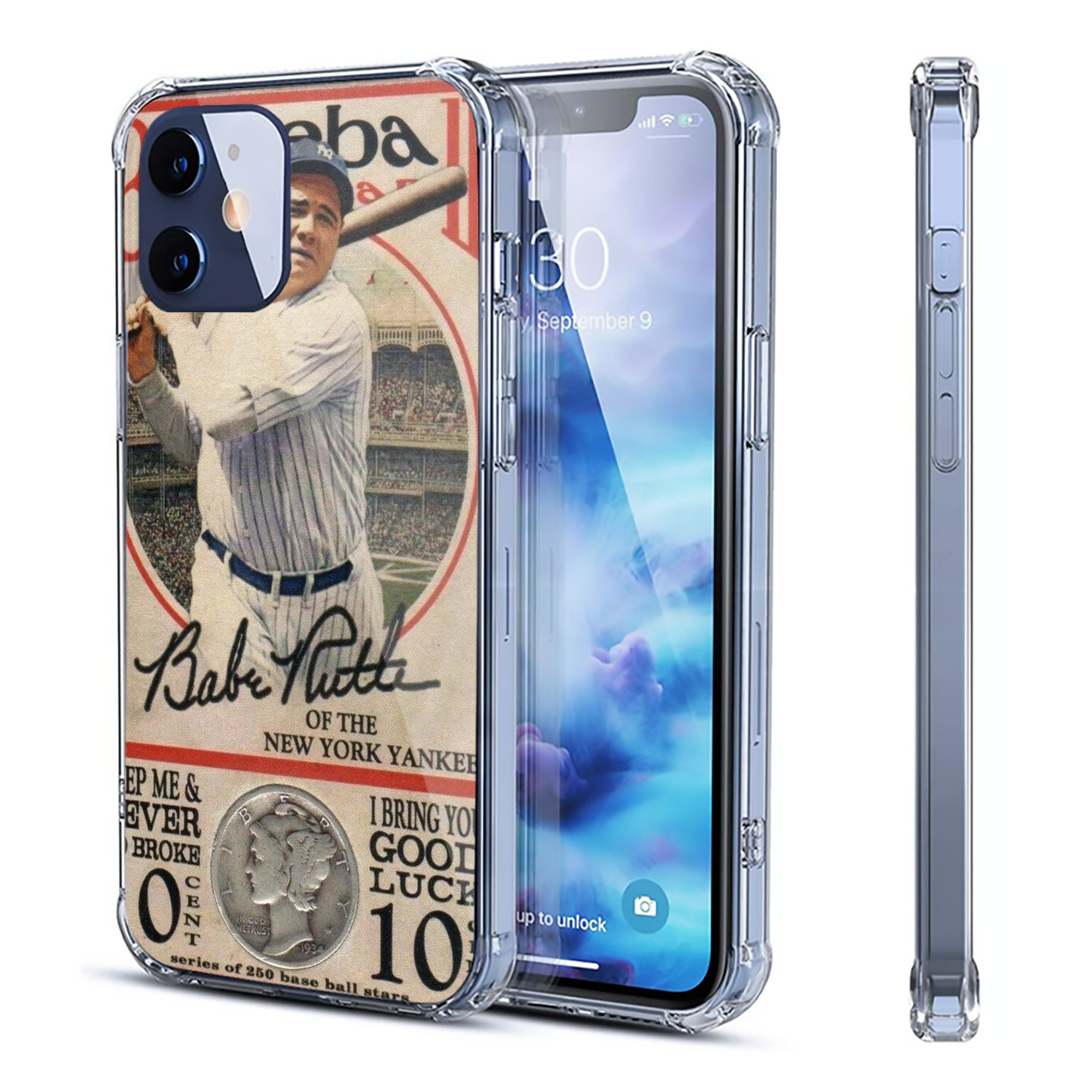 Babe Ruth 15 Clear IPhone 12 Case – Soft TPU With UV Print – Enhanced Drop Protection, Precise Fit, Anti-Fingerprint, Customizable Design, Scratch-Resistant, Yellow-Resistant